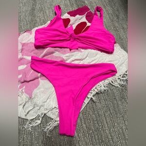 Vibrant Pink Bikini Set with matching sarong